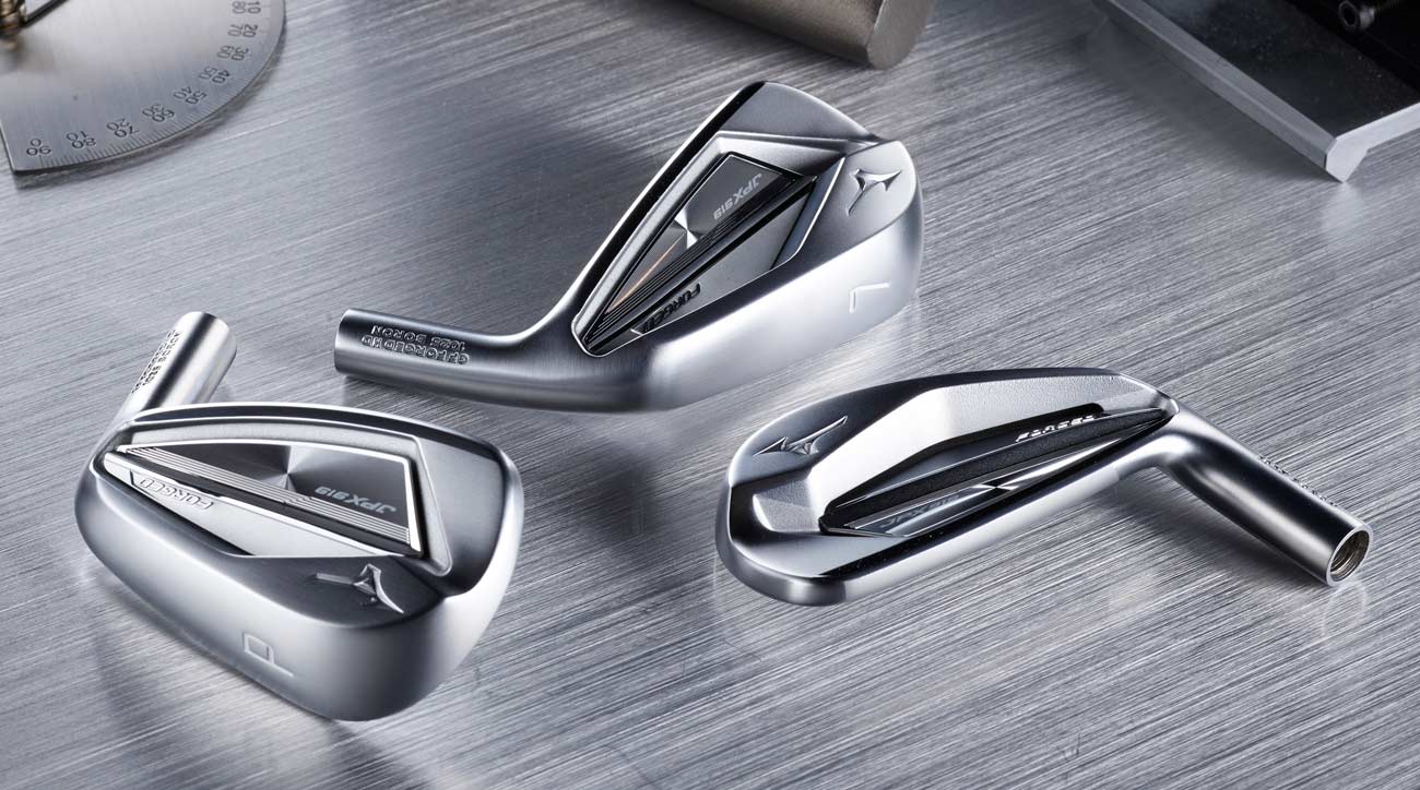 A look at the heads of three Mizuno JPX 919 irons.