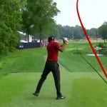 Tiger Woods drive on 17, PGA Championship