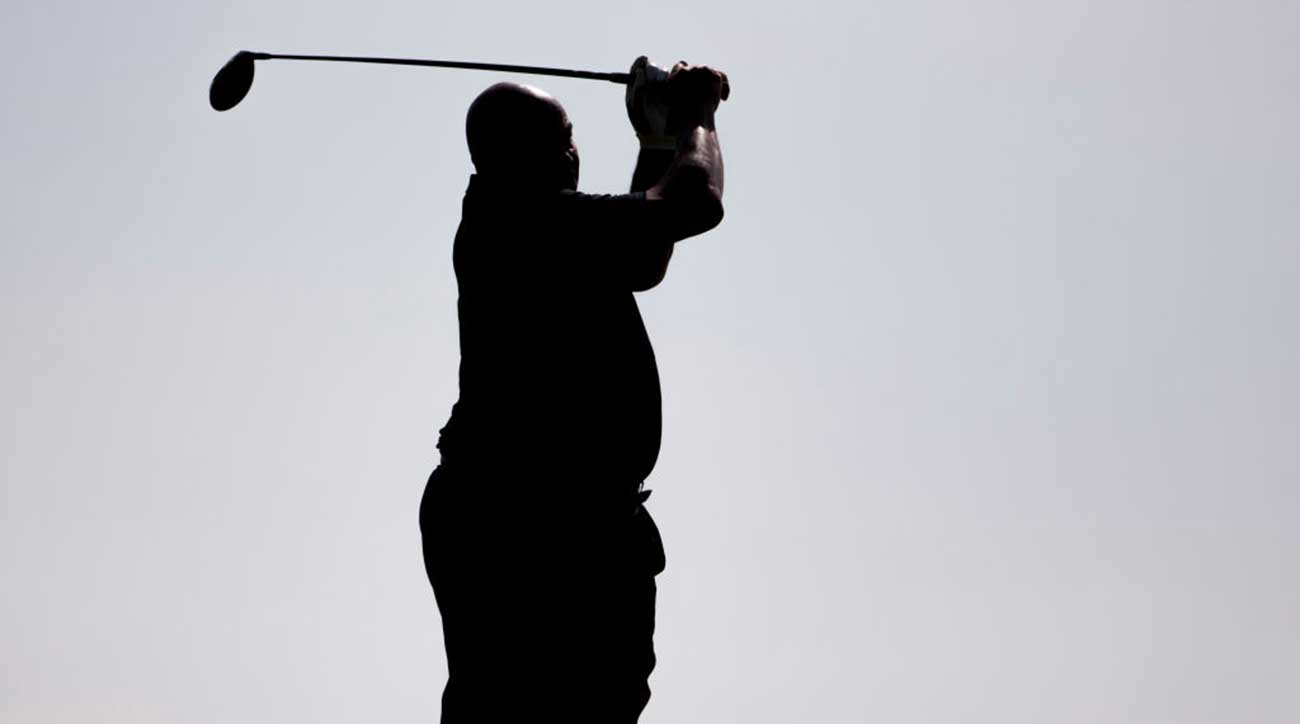 NBA Hall of Famer Charles Barkley tees off during the Julius Erving Golf Classic in 2017.