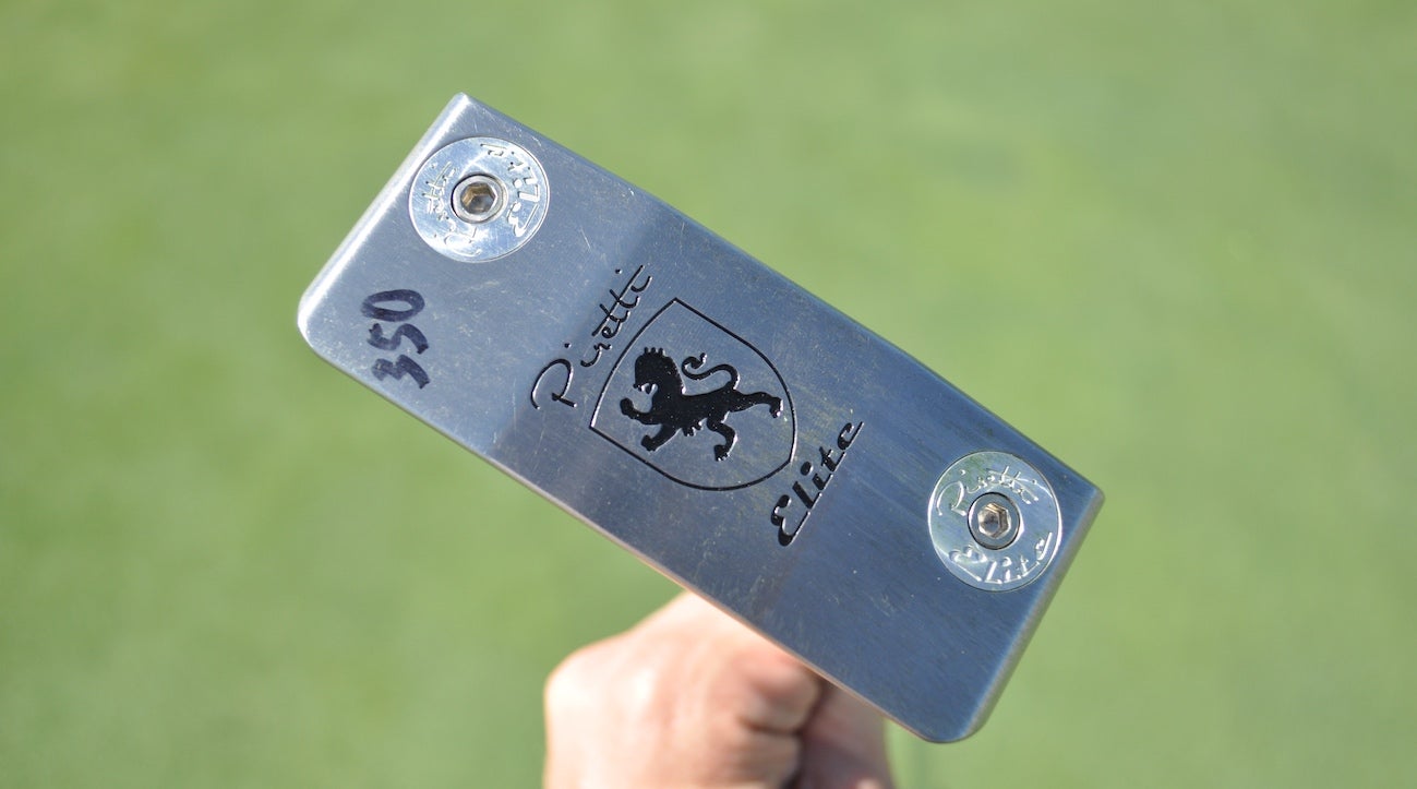 The sole of Tony Finau's Piretti Matera Elite putter. 