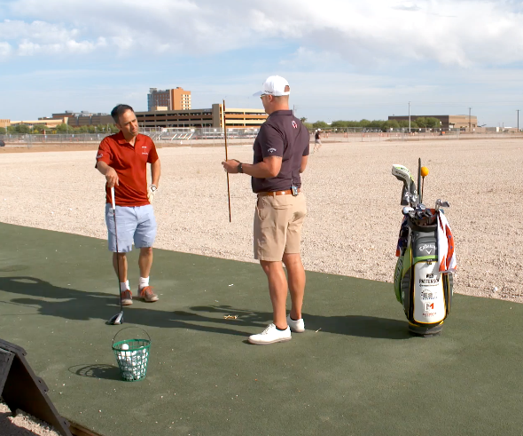 School is in session: The author, left, with his long-drive guru, Wes Patterson.  