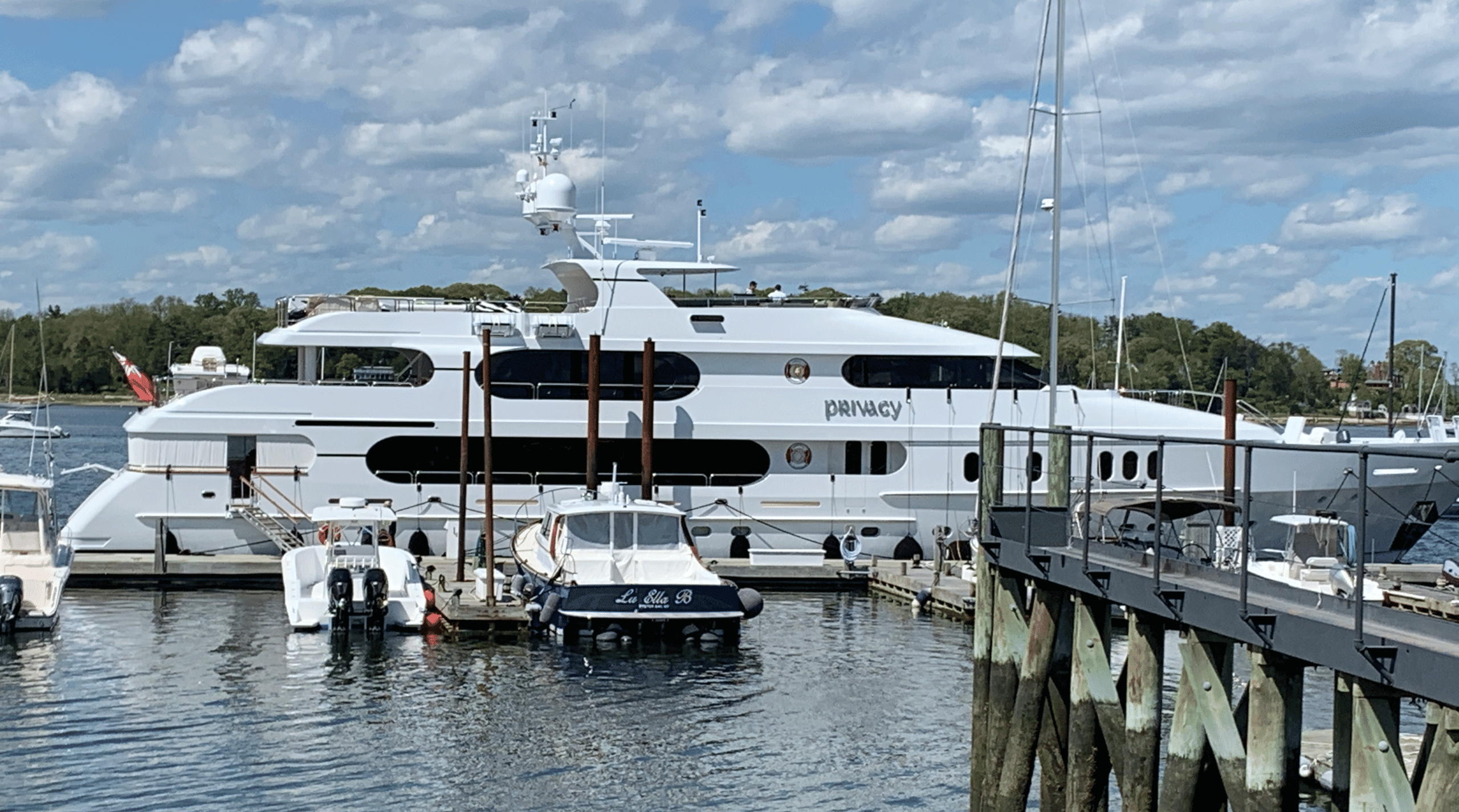 Privacy reportedly has a gym aboard and an eight-person jacuzzi. 