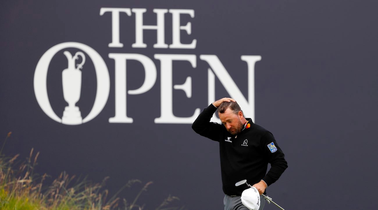 PORTRUSH, NORTHERN IRELAND - JULY 18: Graeme McDowell of Northern Ireland reacts on the 18th green during the first round of the 148th Open Championship held on the Dunluce Links at Royal Portrush Golf Club on July 18, 2019 in Portrush, United Kingdom. (Photo by Kevin C. Cox/Getty Images)