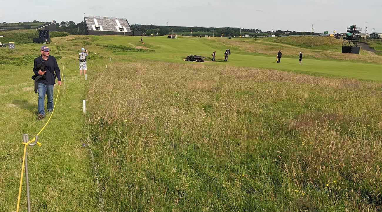 A look at the rough, and out-of-bounds area, on the left side of the opening fairway at Royal Portrush.