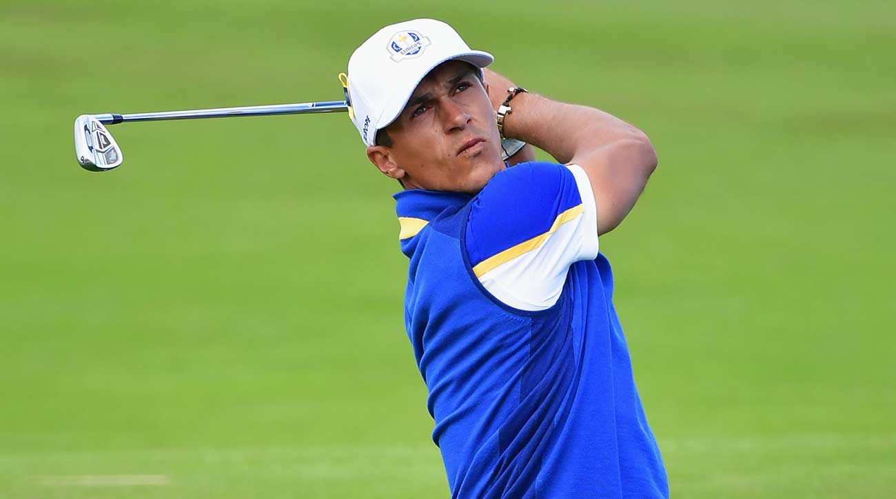 Thorbjorn Olesen watches a shot during the 2018 Ryder Cup in Paris, France.