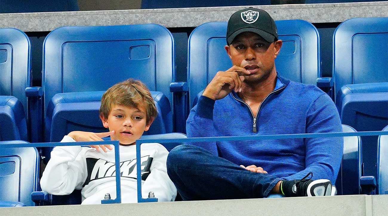 Tiger Woods and his son, Charlie Woods.