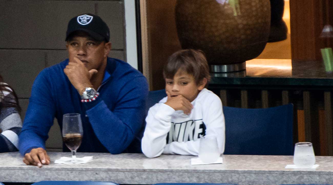 Tiger Woods and his son, Charlie Woods.