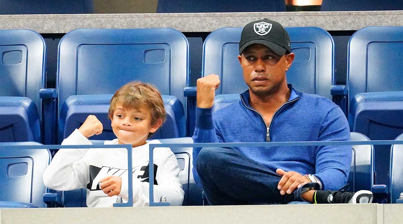 Tiger Woods and his son, Charlie Woods.