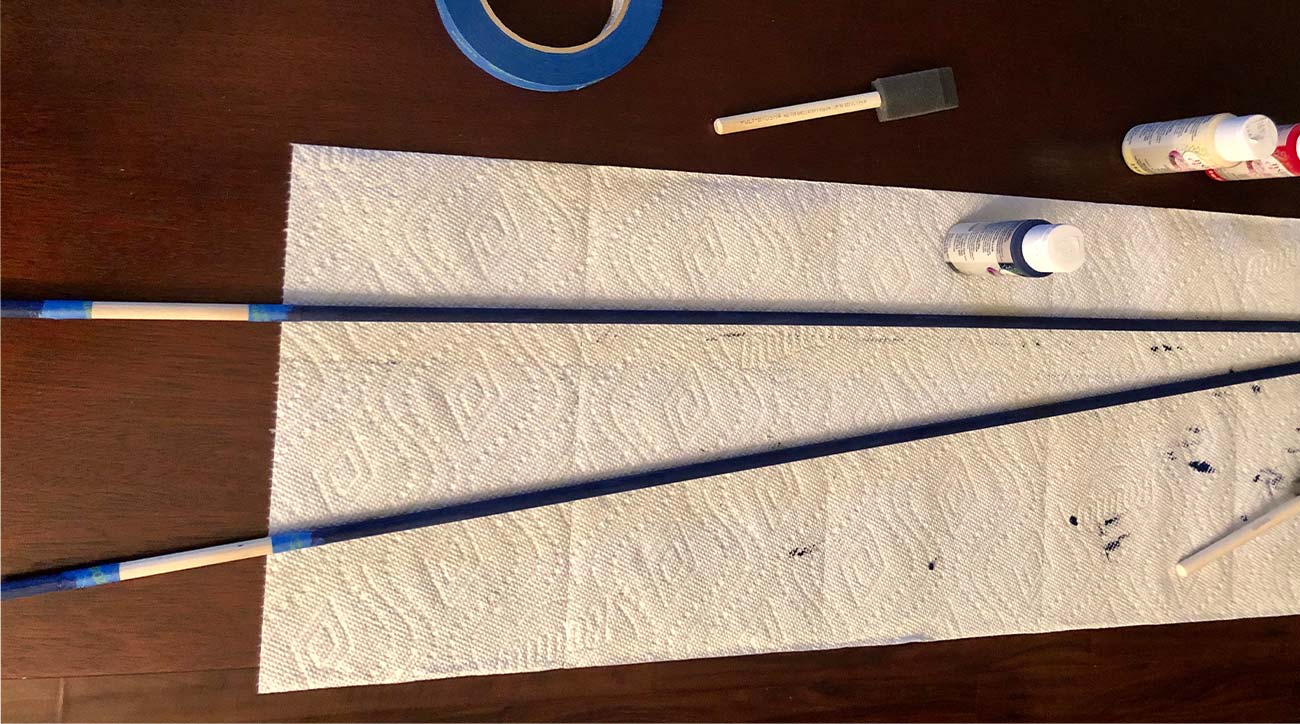 Once your alignment sticks have finished drying, get creative with stripes or patterns.