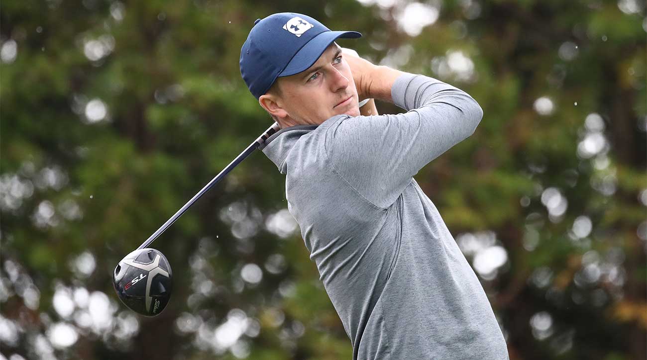 Jordan Spieth watches a tee shot during the second round of the CJ Cup on Friday.