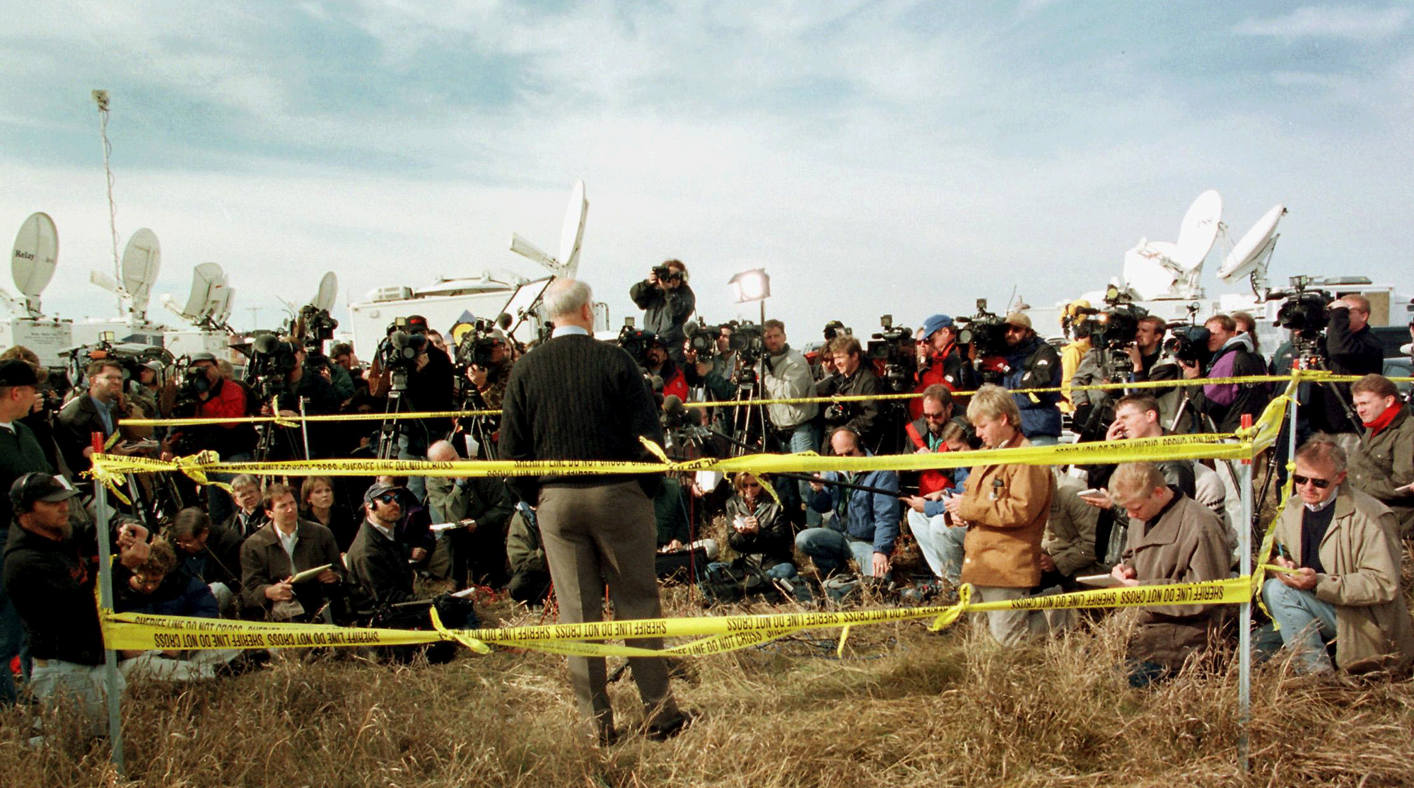 Reporters flocked to the scene of the crash. 