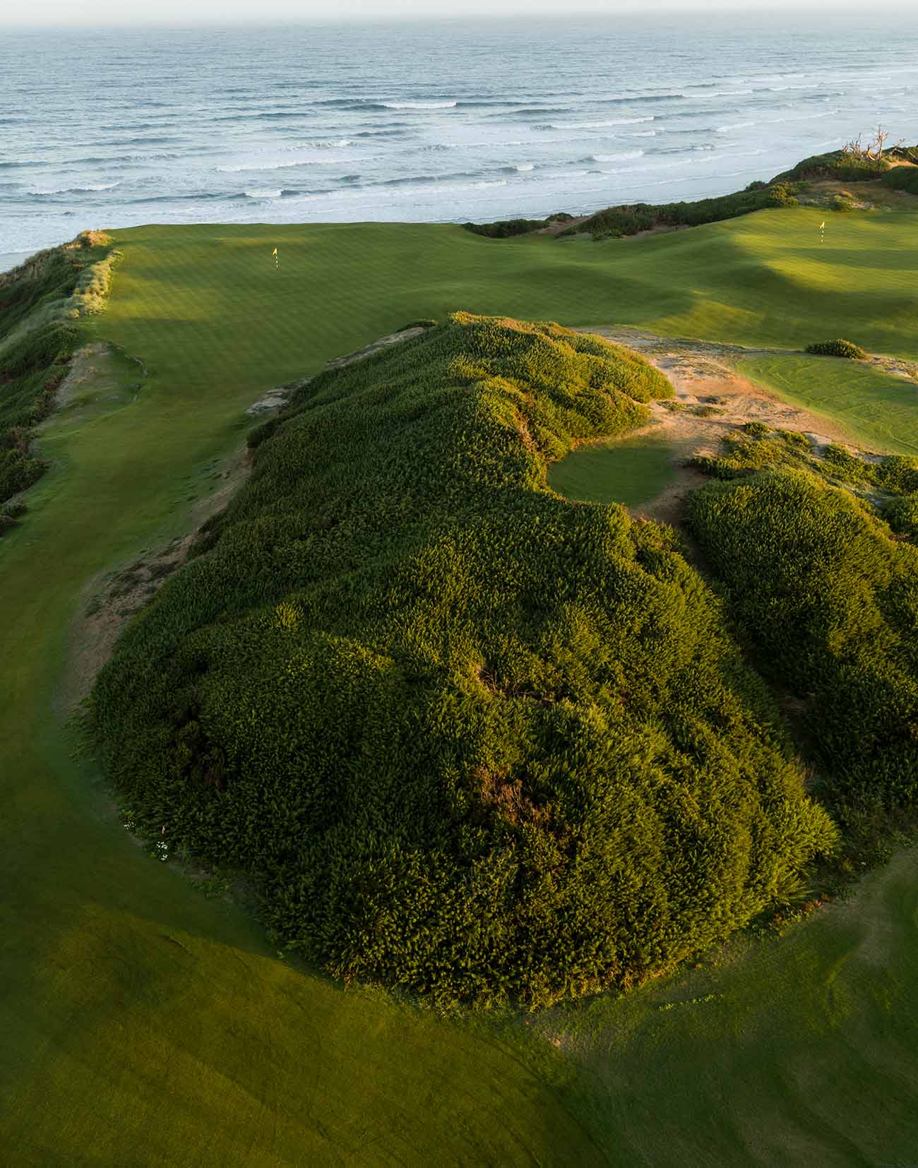 The approach into the green at the par-4 3rd requires a shot over a towering bluff.