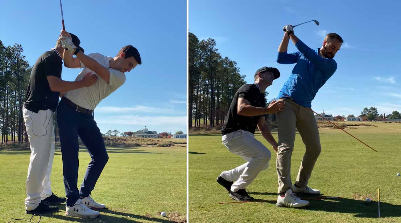 George Gankas working on Dylan Dethier (left) and Sean Zak (right).