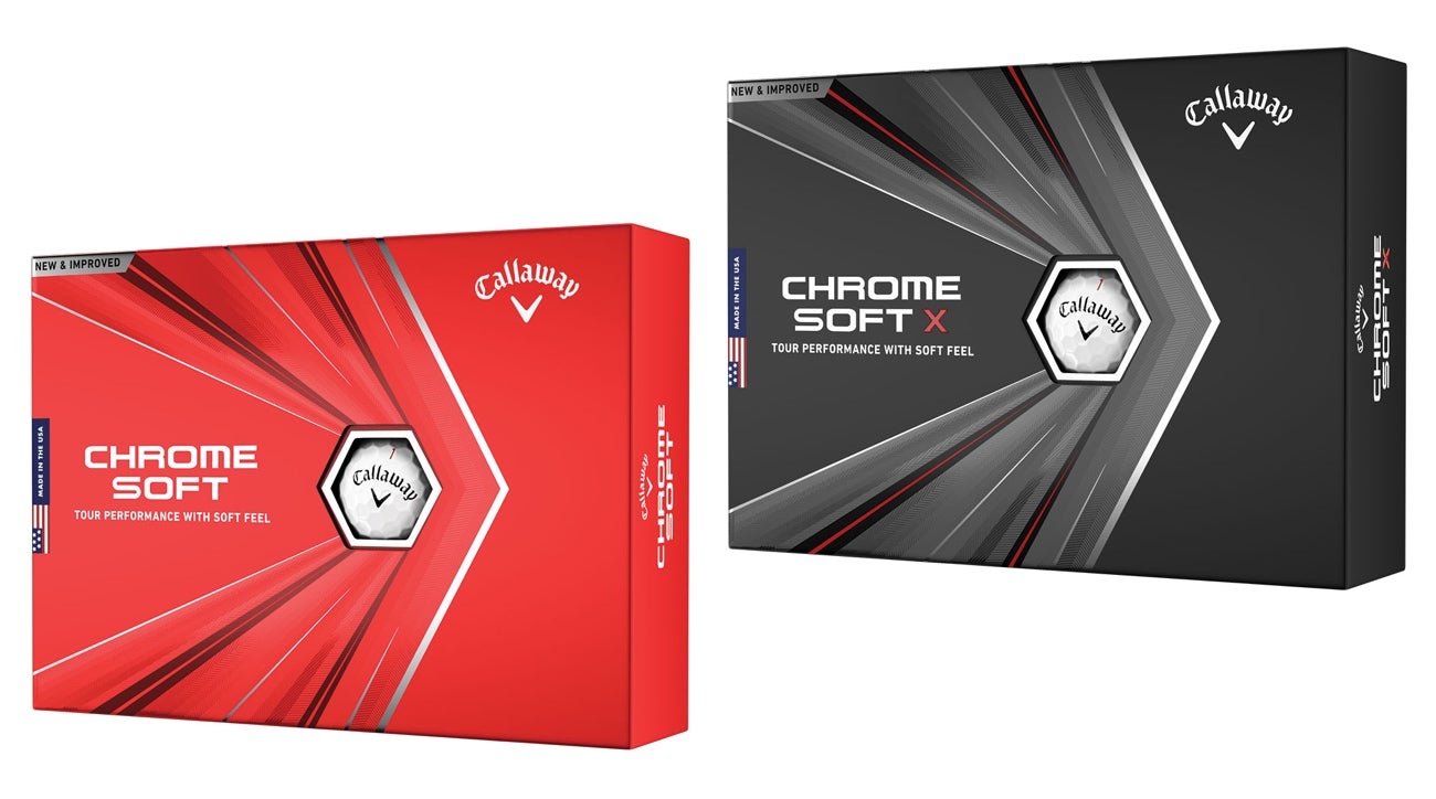 Callaway's 2020 Chrome Soft (L) and Chrome Soft X (R) golf balls.