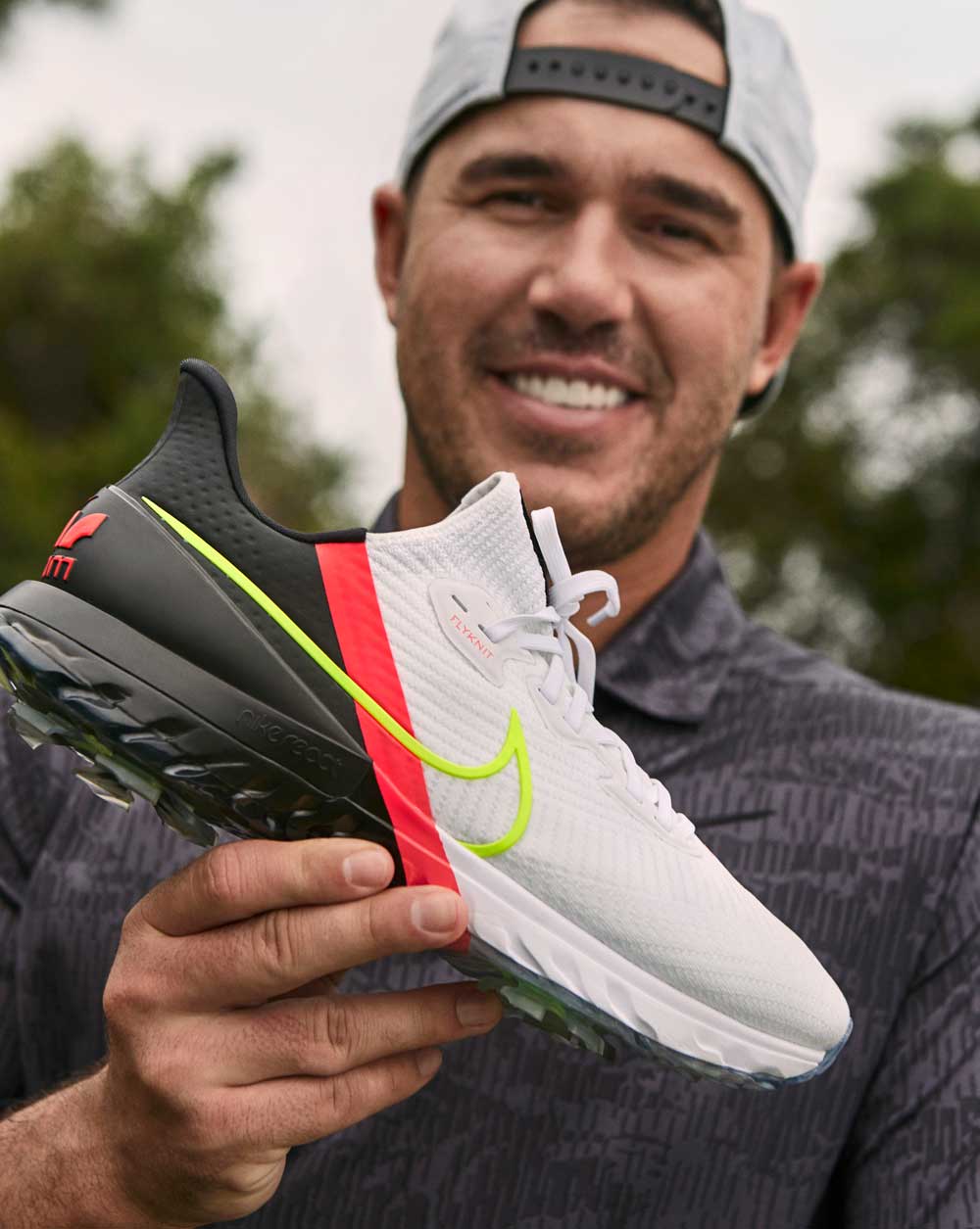 Brooks Koepka with the new Nike Air Zoom Infinity Tour golf shoes.
