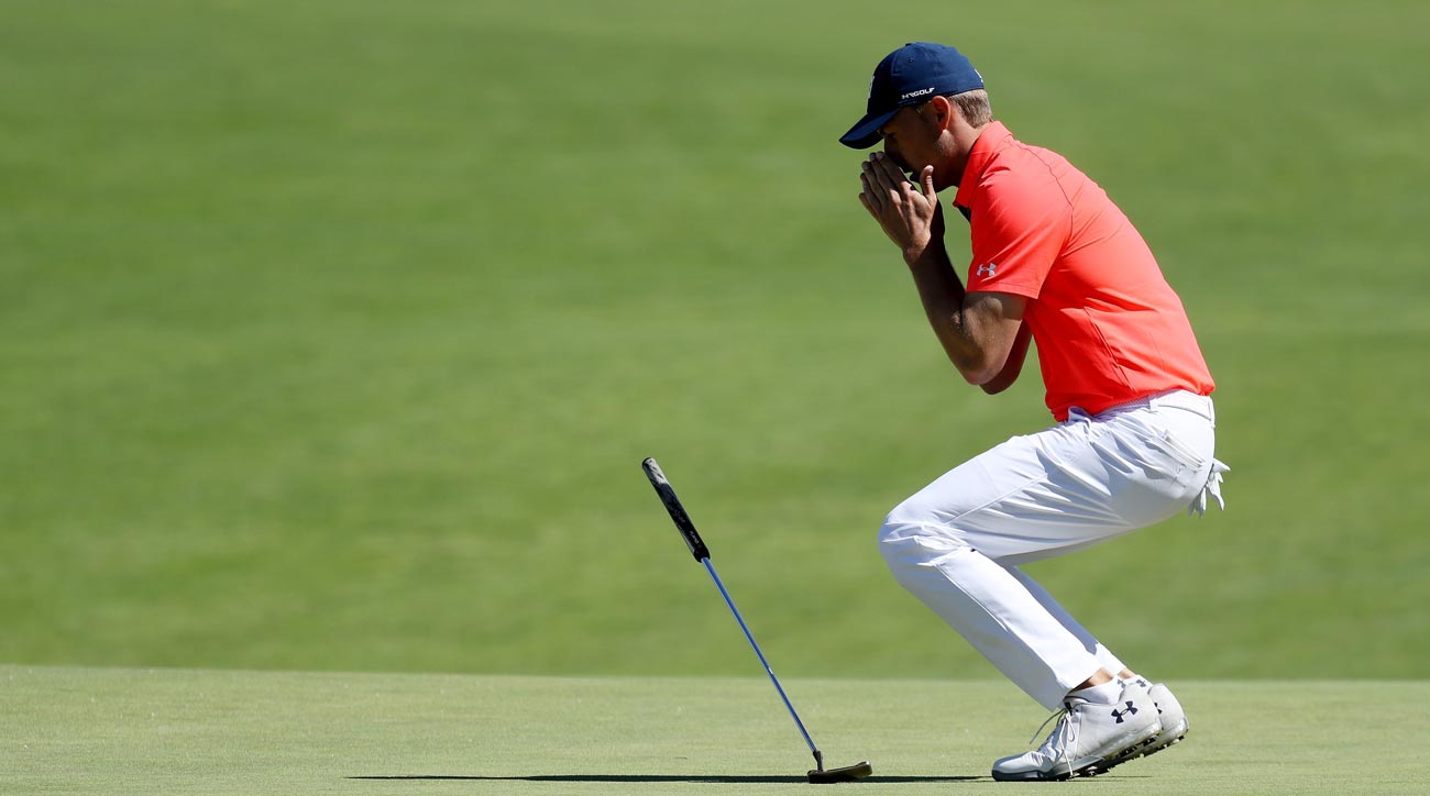 Jordan Spieth reacts to a mossed putt at the U.S. Open.