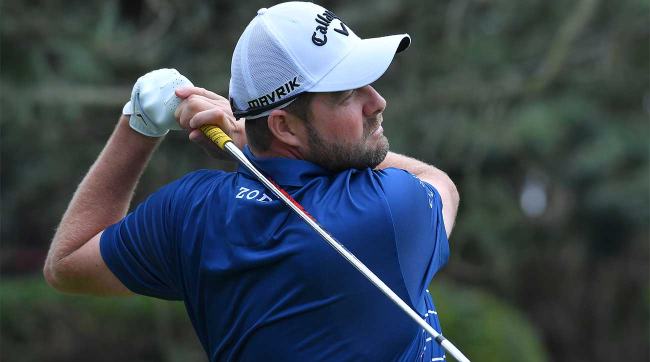 Marc Leishman tees off at the Farmers.