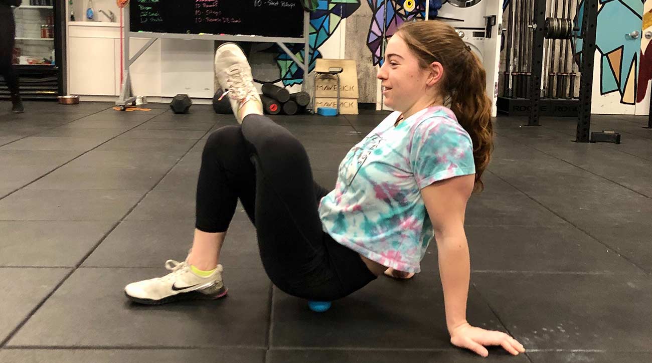 Using a lacrosse ball to roll out your glutes will help add power to your swing.  