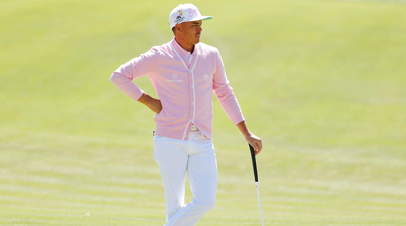 Rickie Fowler wearing Arnold Palmer cardigan
