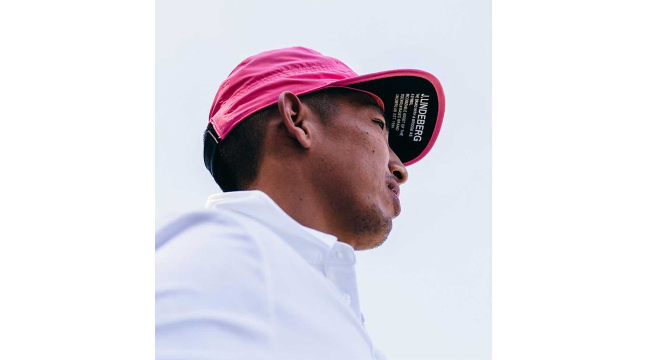 J.Lindeberg upturned bill pink hat