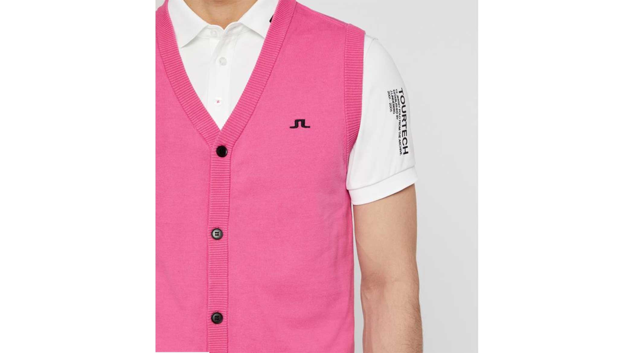 J.Lindeberg pink button-up sweater vest