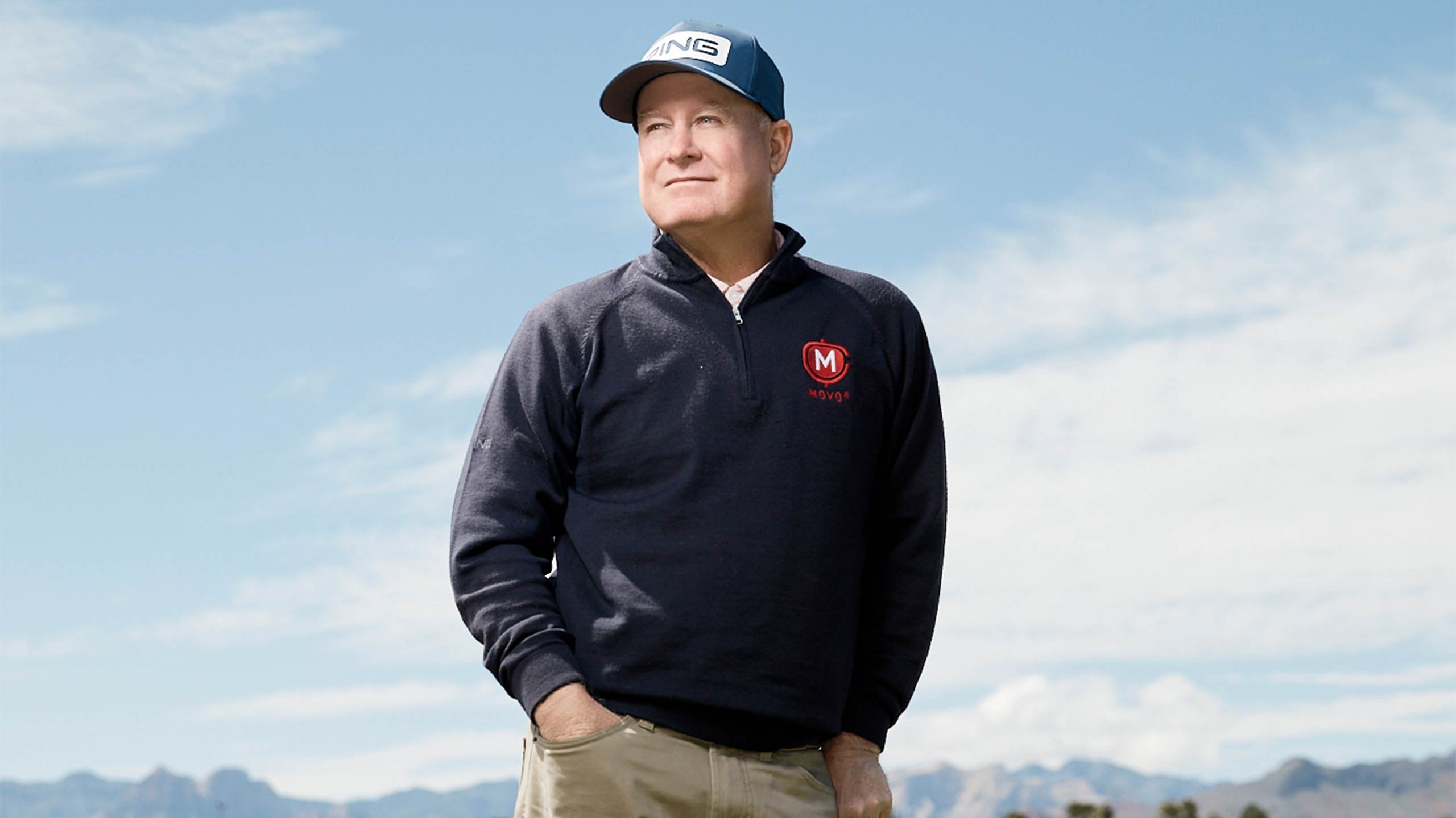 Bob May stands on the driving range.