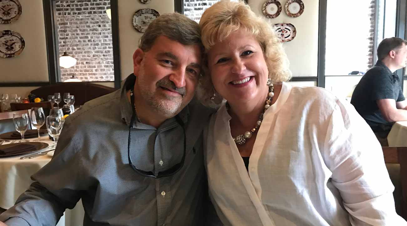 Johnny Pruitt and his wife Christine, celebrating his recovery.