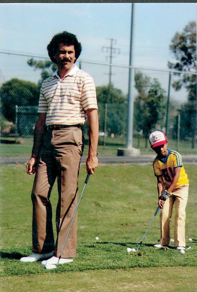 Rudy Duran (left) with a young Tiger Woods.
