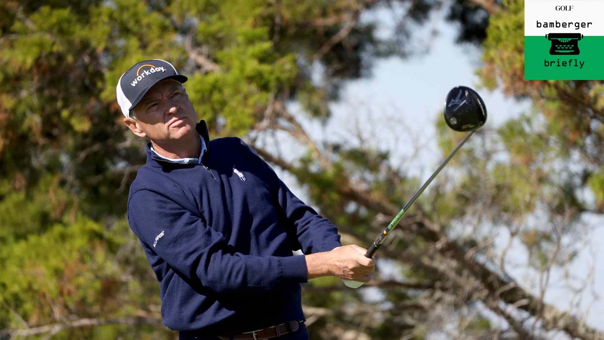 Davis Love III hits a tee shot