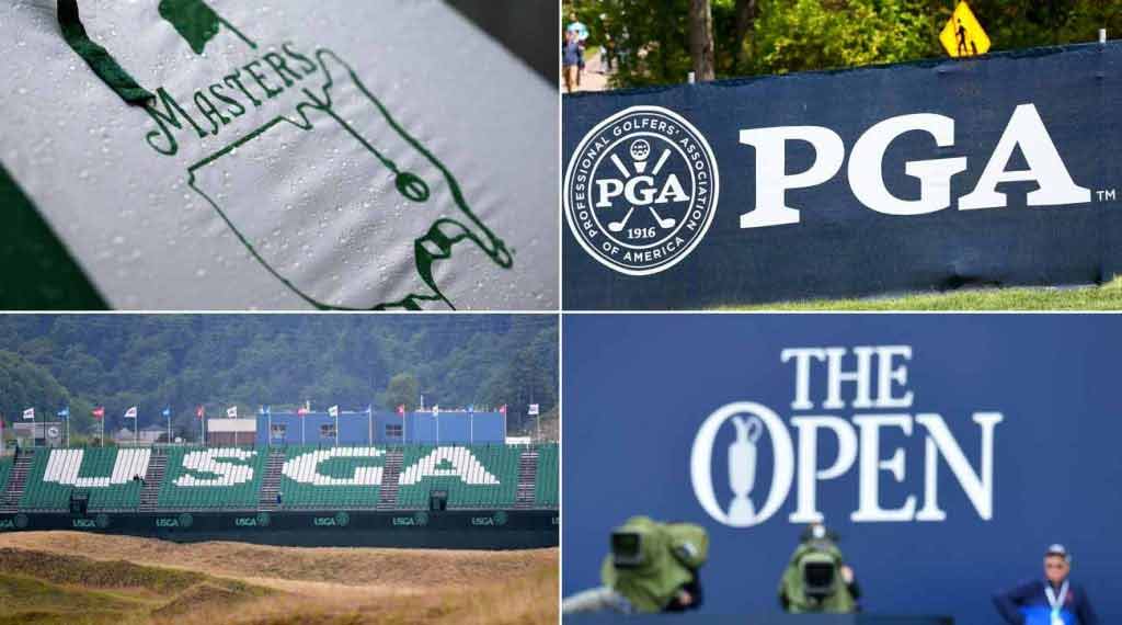 Logos for the four golf major championships
