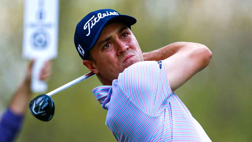 Justin Thomas hits a tee shot earlier this year.