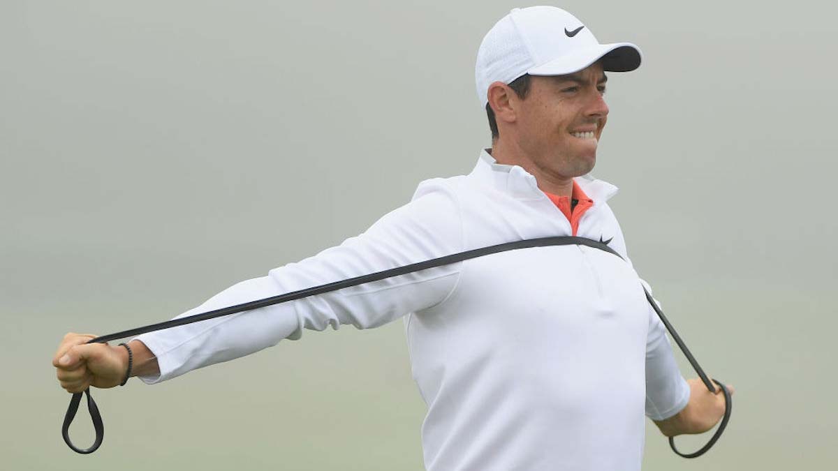 Pro golfer Rory McIlroy exercising