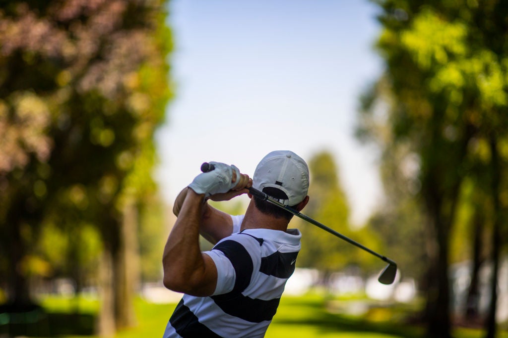 MEXICO CITY, MEXICO - FEBRUARY 19: Rory McIlroy of Northern Ireland plays his shot from the 7th tee ahead of World Golf Championships-Mexico Championship at Club de Golf Chapultepec on February 19, 2020 in Mexico City, Mexico. (Photo by Hector Vivas/Getty Images)