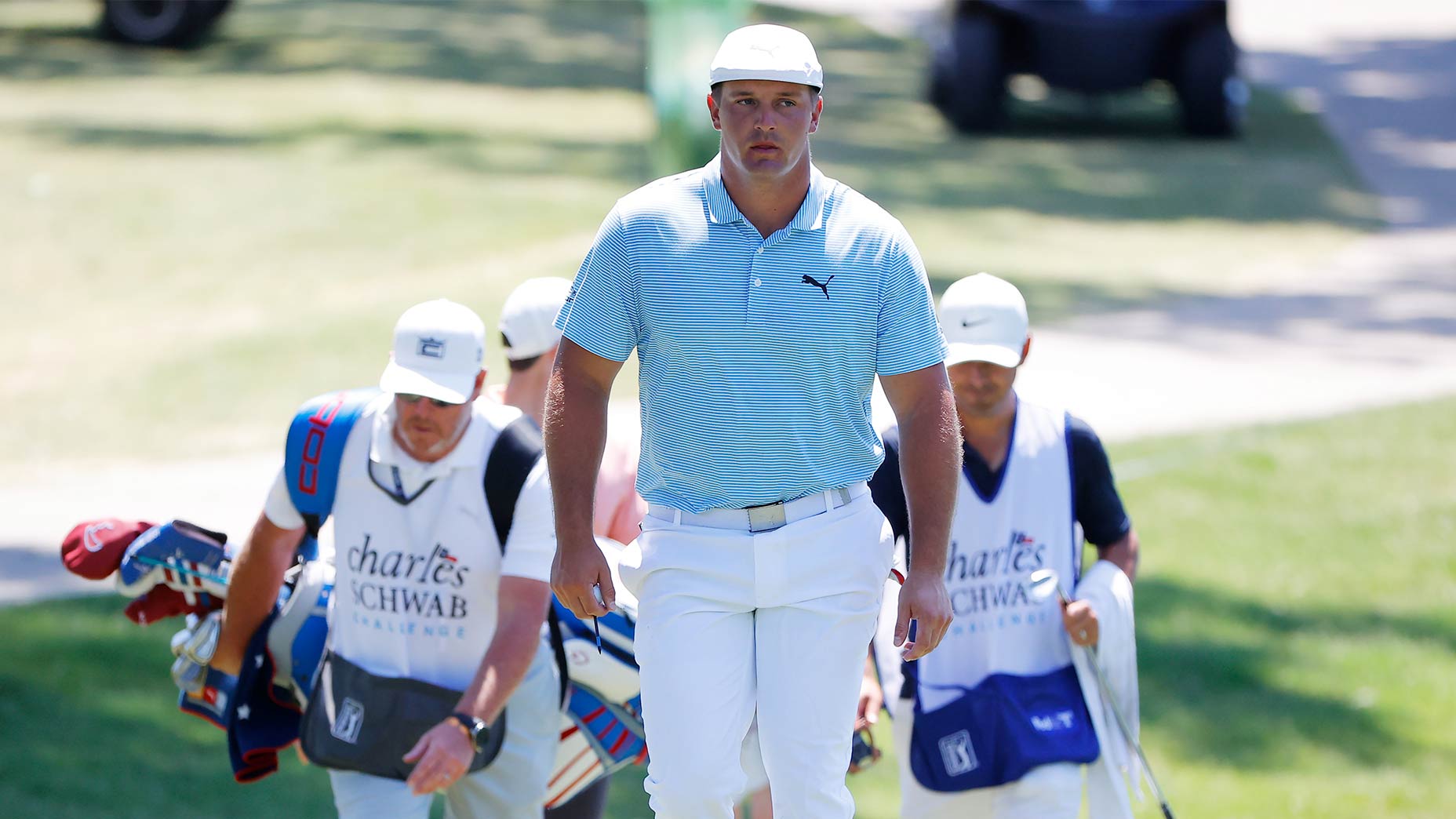 Bryson DeChambeau walks up the fairway at Colonial.