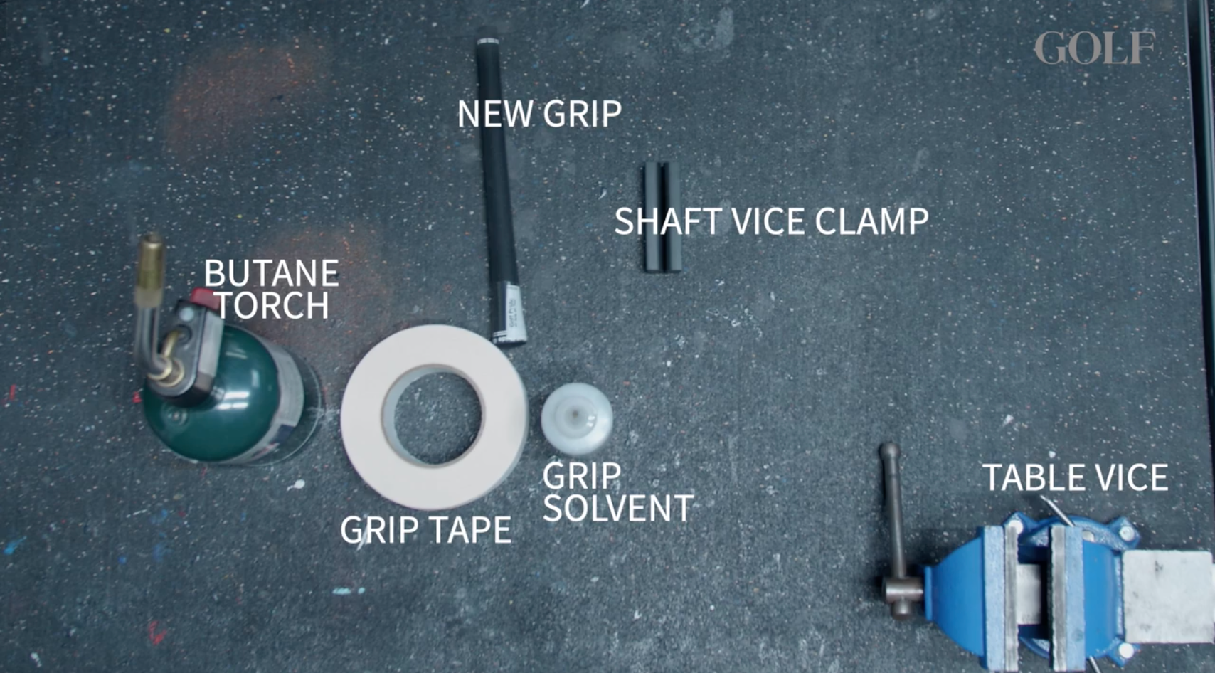 the tools needed to regrip a golf club
