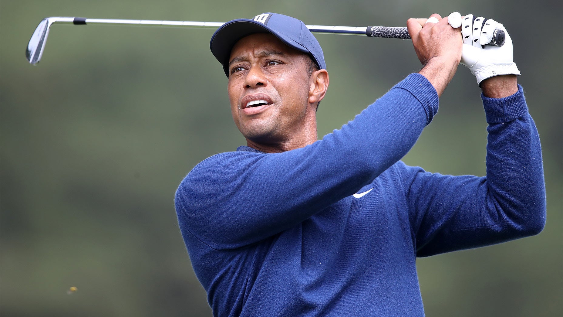 Tiger Woods hit an approach