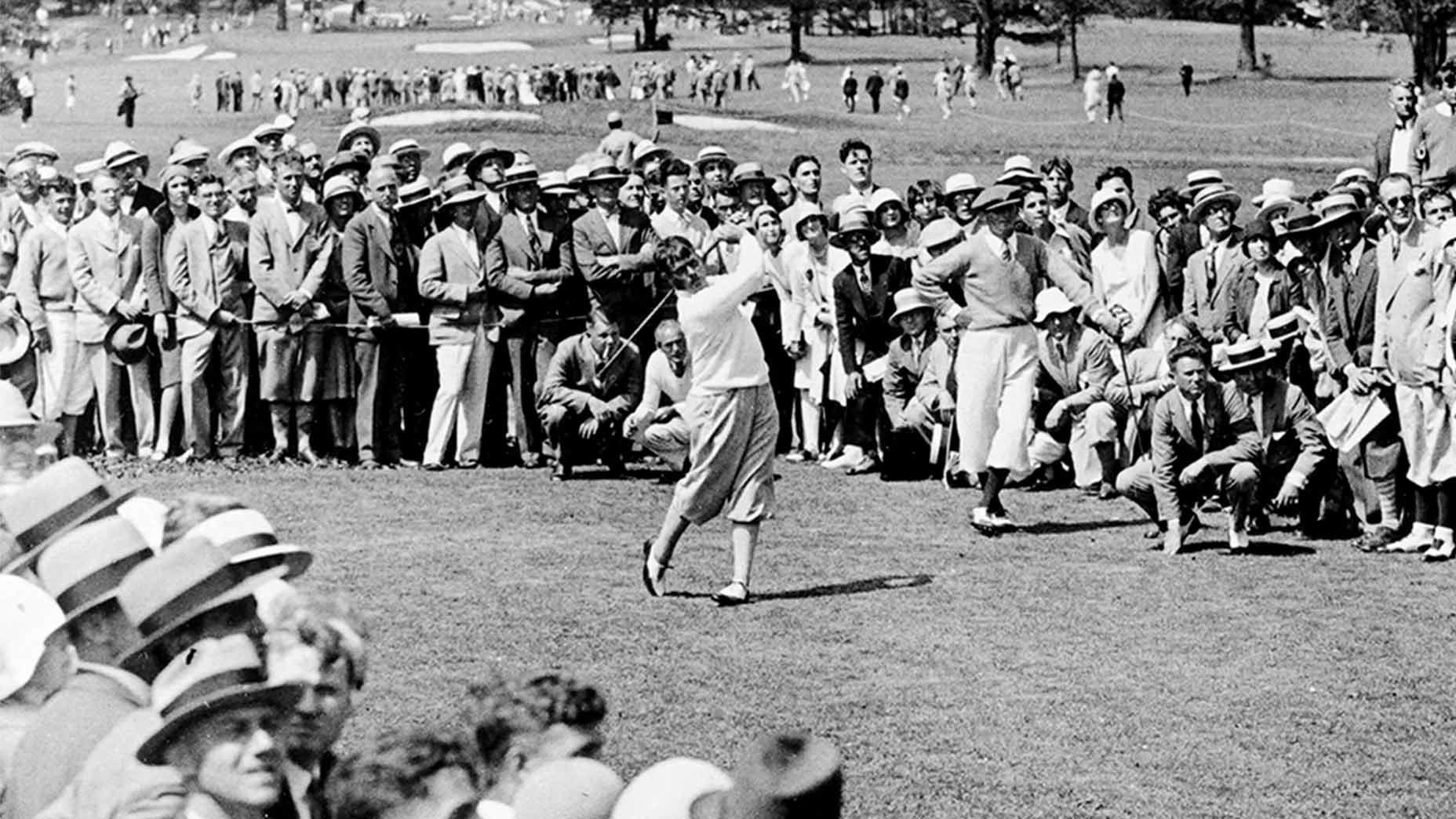 Babe Ruth watches Bobby Jones at Winged Foot