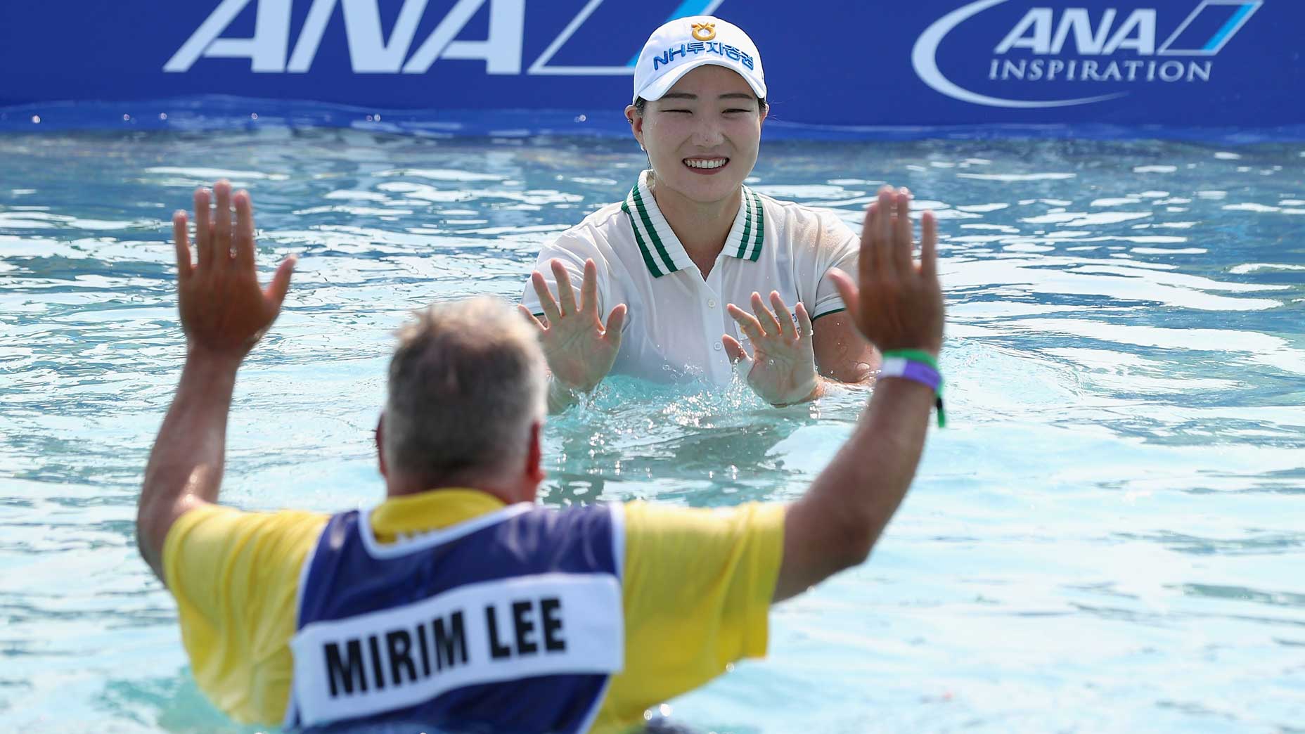 Mirim Lee and caddie