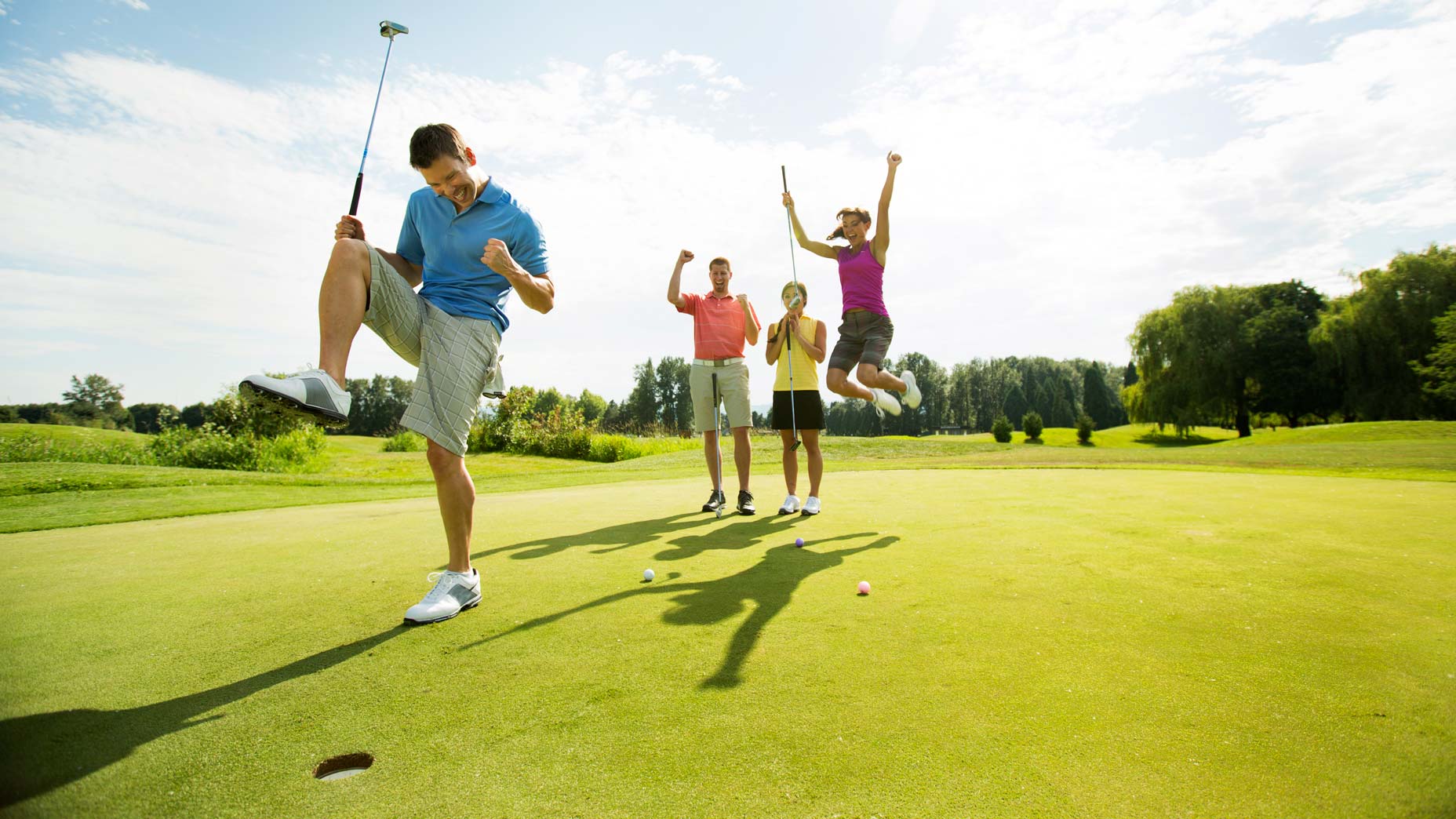 happy golfers