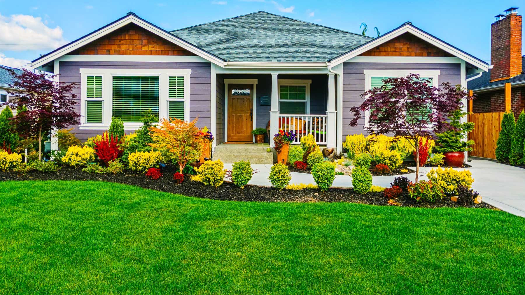 grass in front of house