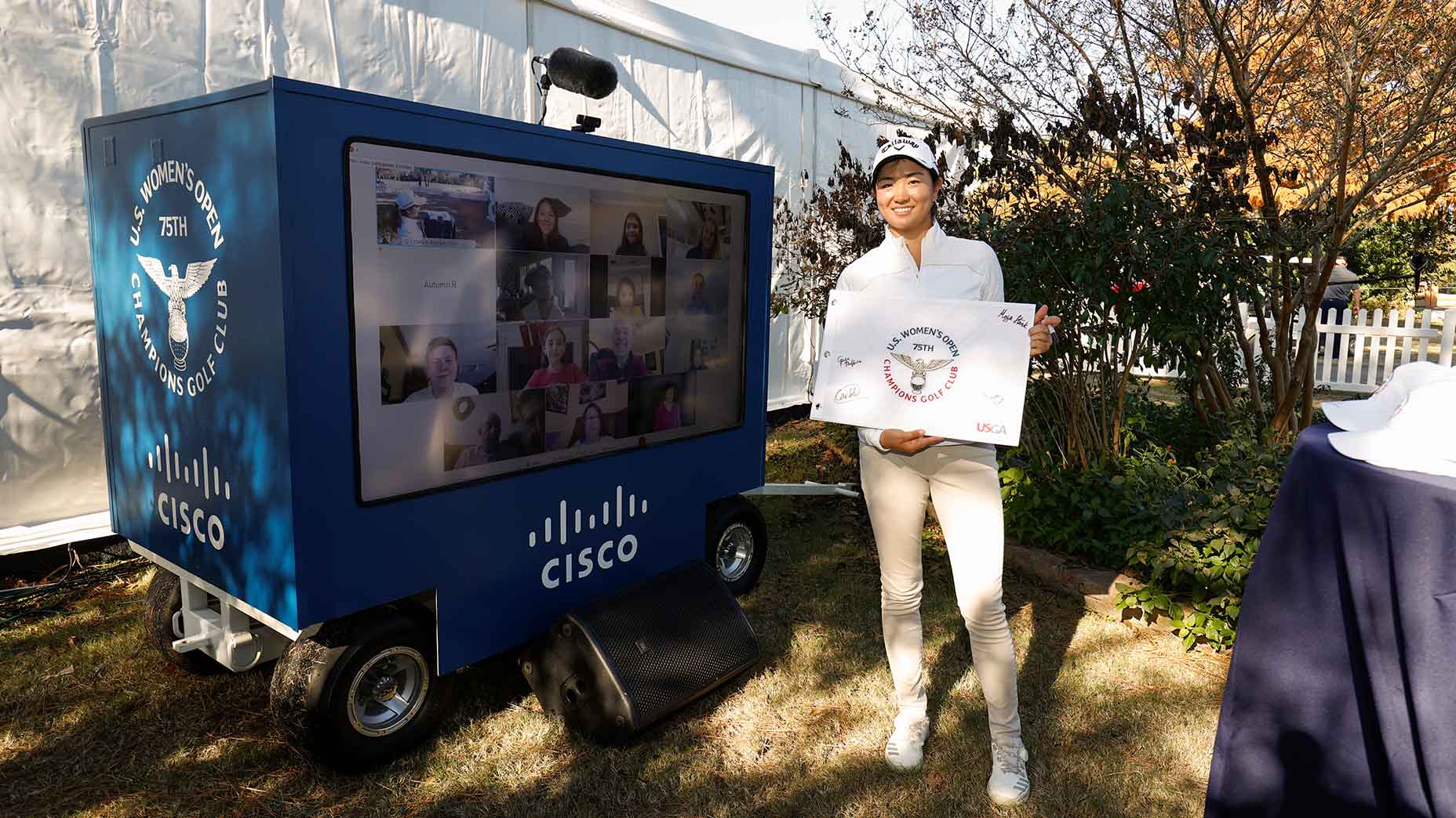 Rose Zhang participated in a virtual autograph session at the U.S. Women's Open.