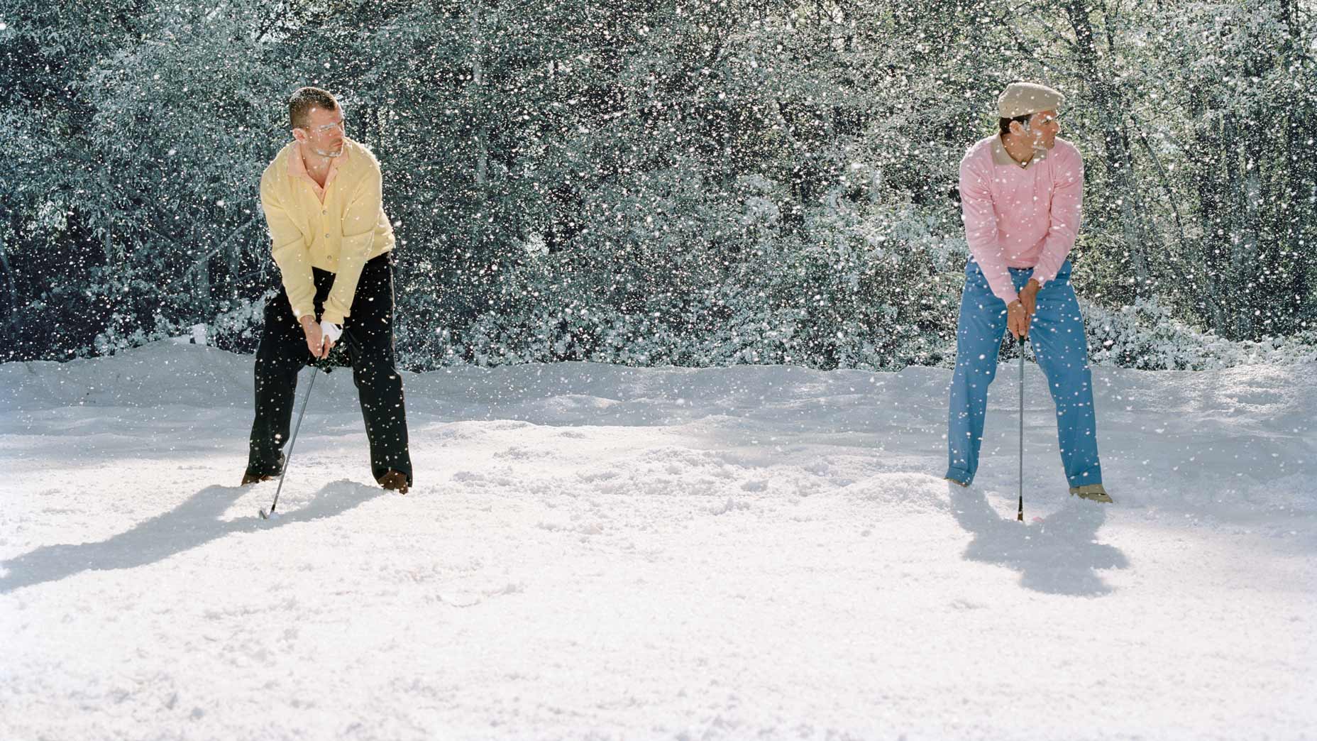golfers in winter