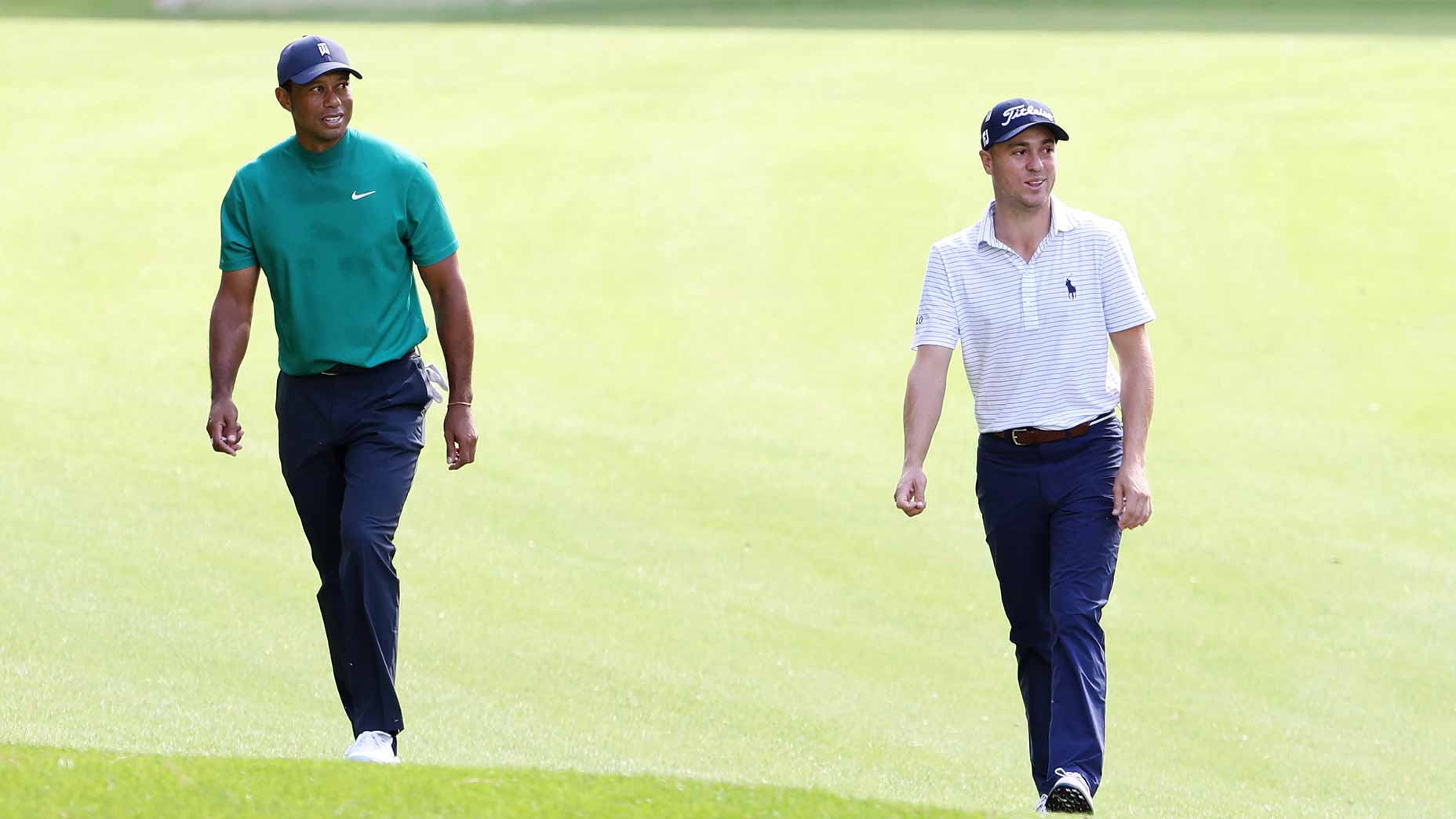 tiger woods justin thomas walk masters