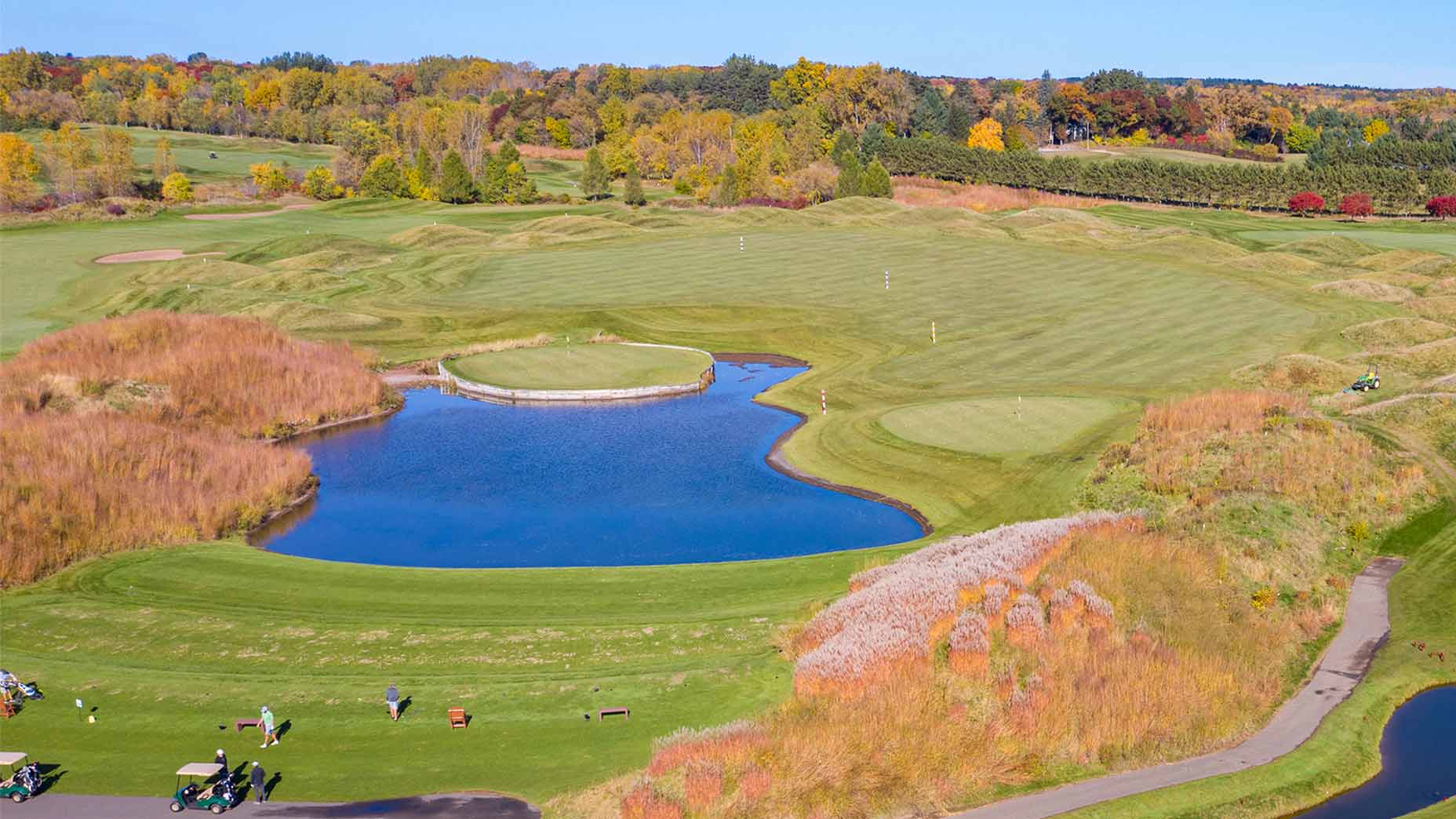 The driving range at Loggers Trail in Stillwater, Minn.