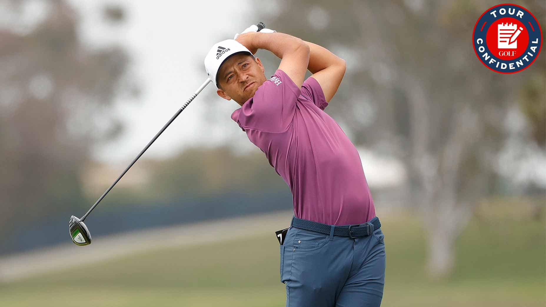 xander schauffele hits a tee shot