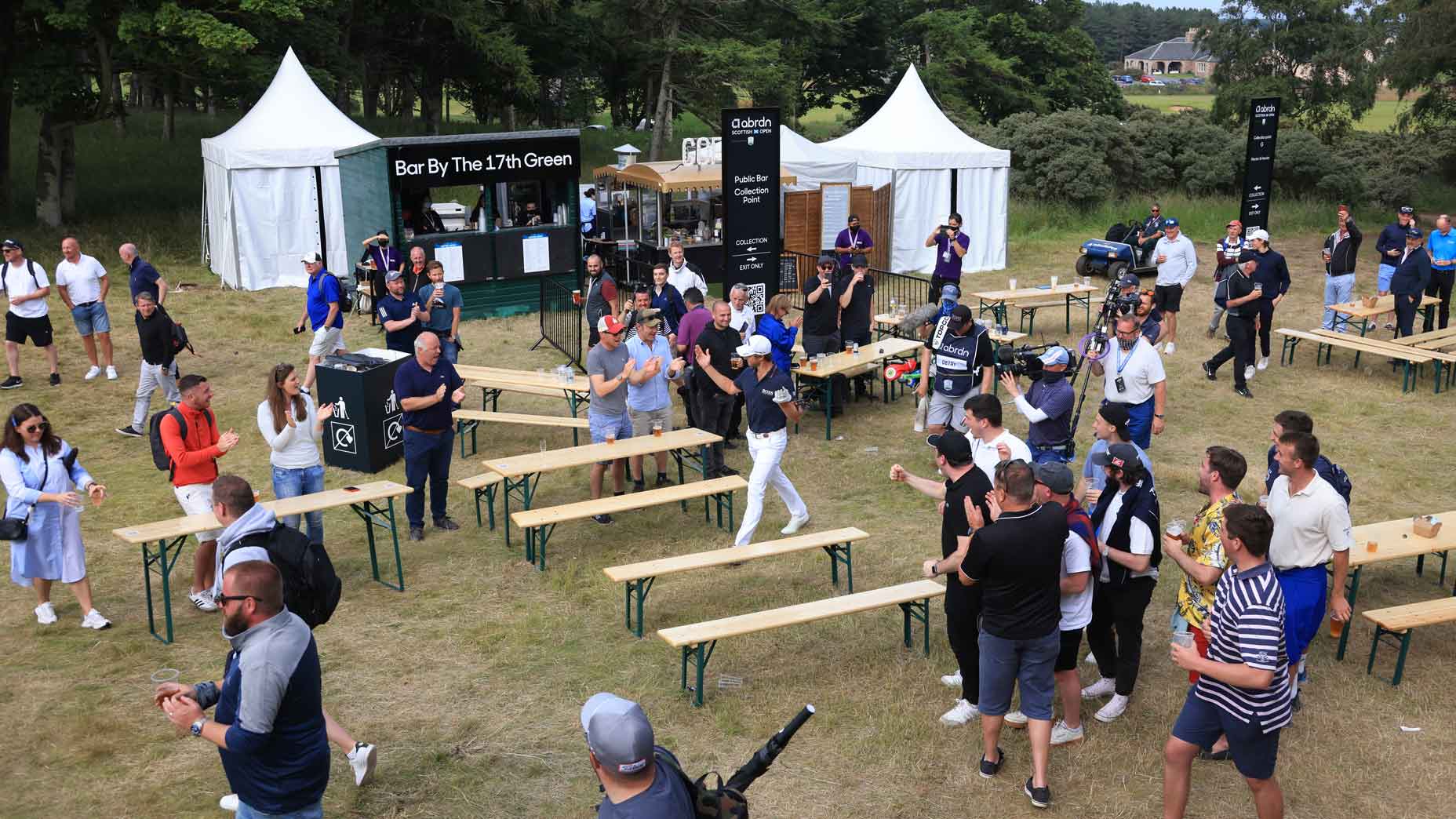 WATCH: Pro makes wild par save — from a 'beer garden'