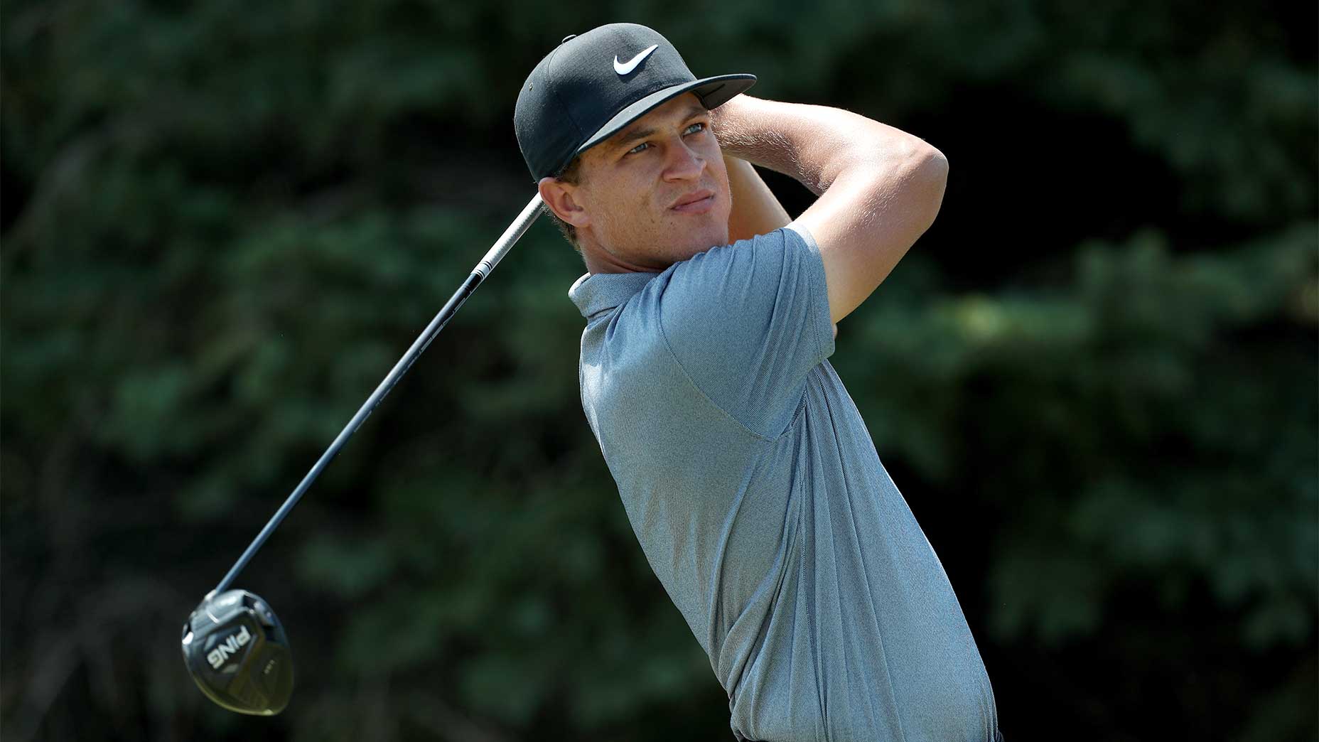 Cameron Champ hits a drive.