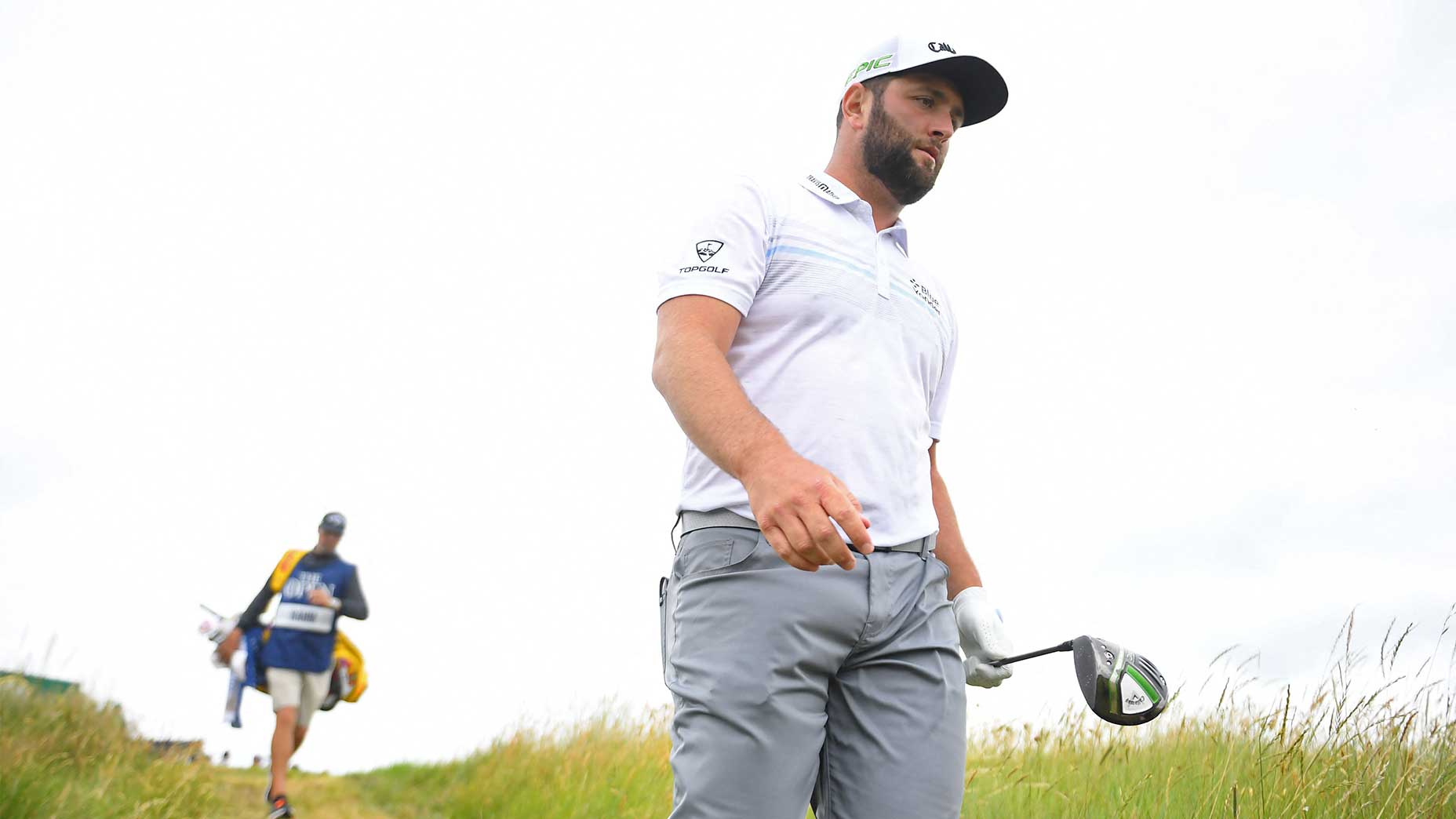 Jon Rahm walks off the tee at the 2021 Open Championship.
