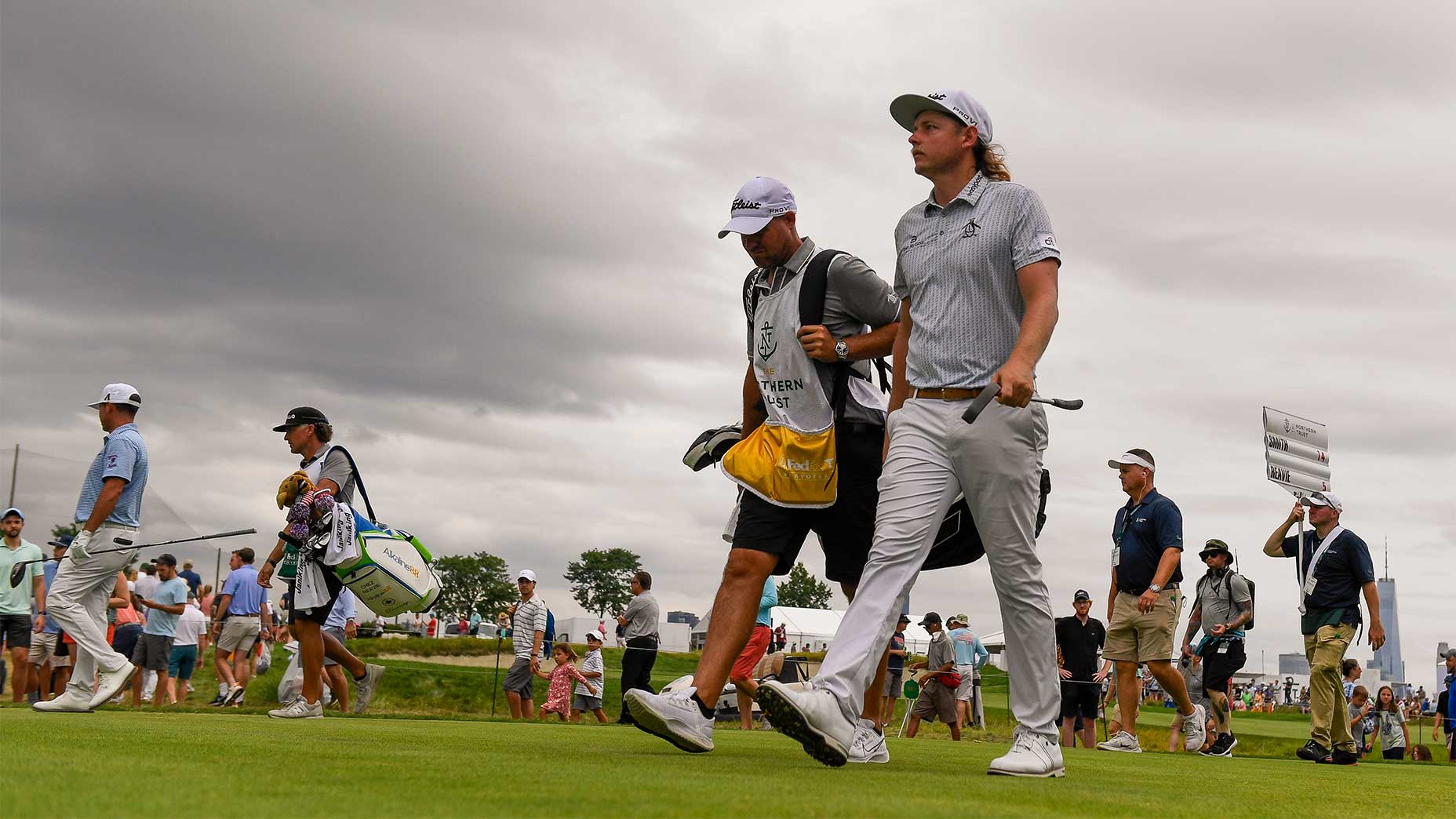 Cameron Smith walks down the fairway at Liberty National.