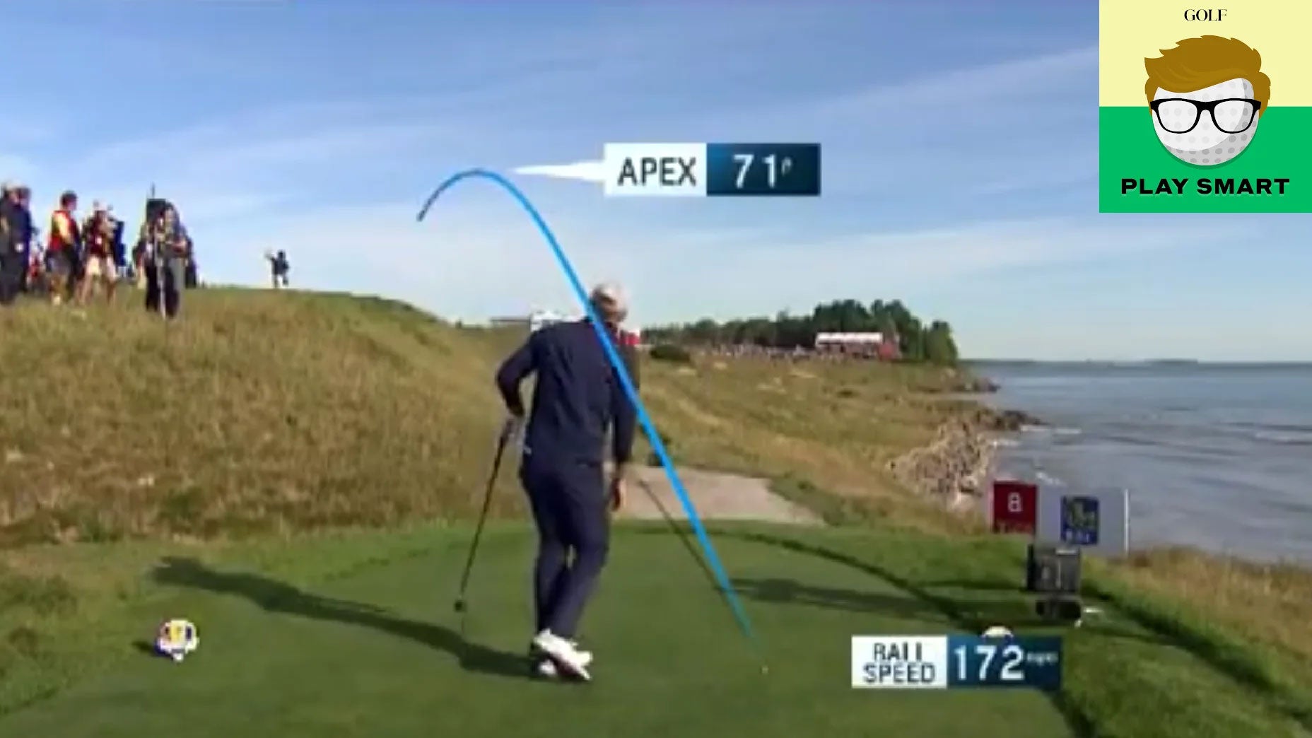 Golfer hits shot at Ryder Cup